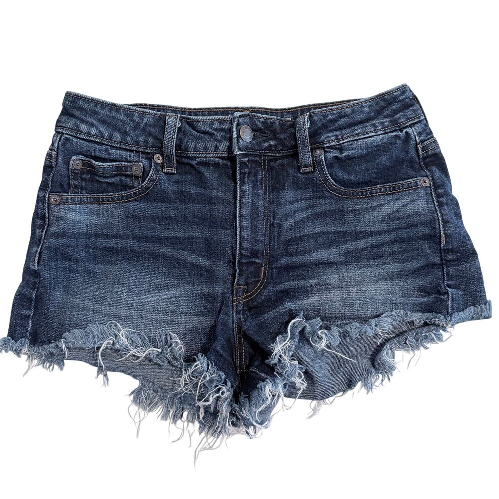American Eagle Vintage Hi-Rise Festival Denim Shorts Size 8 Frayed Hem